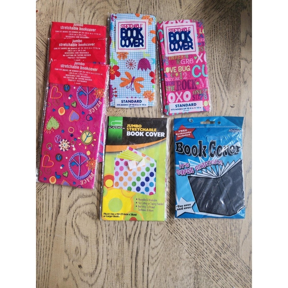 Vintage Book Covers Stretchable Peace Love Butterfly Rock Adorable Lot Of 7 New